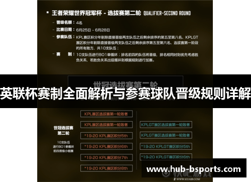 英联杯赛制全面解析与参赛球队晋级规则详解